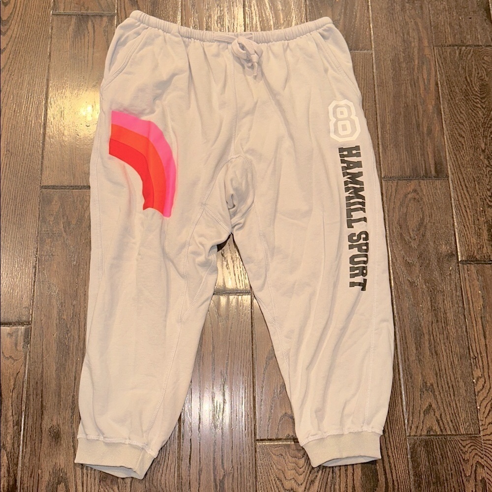 HAMMILL & CO Gray Sweatpants with Pink and Orange Accents size large - Picture 2 of 4